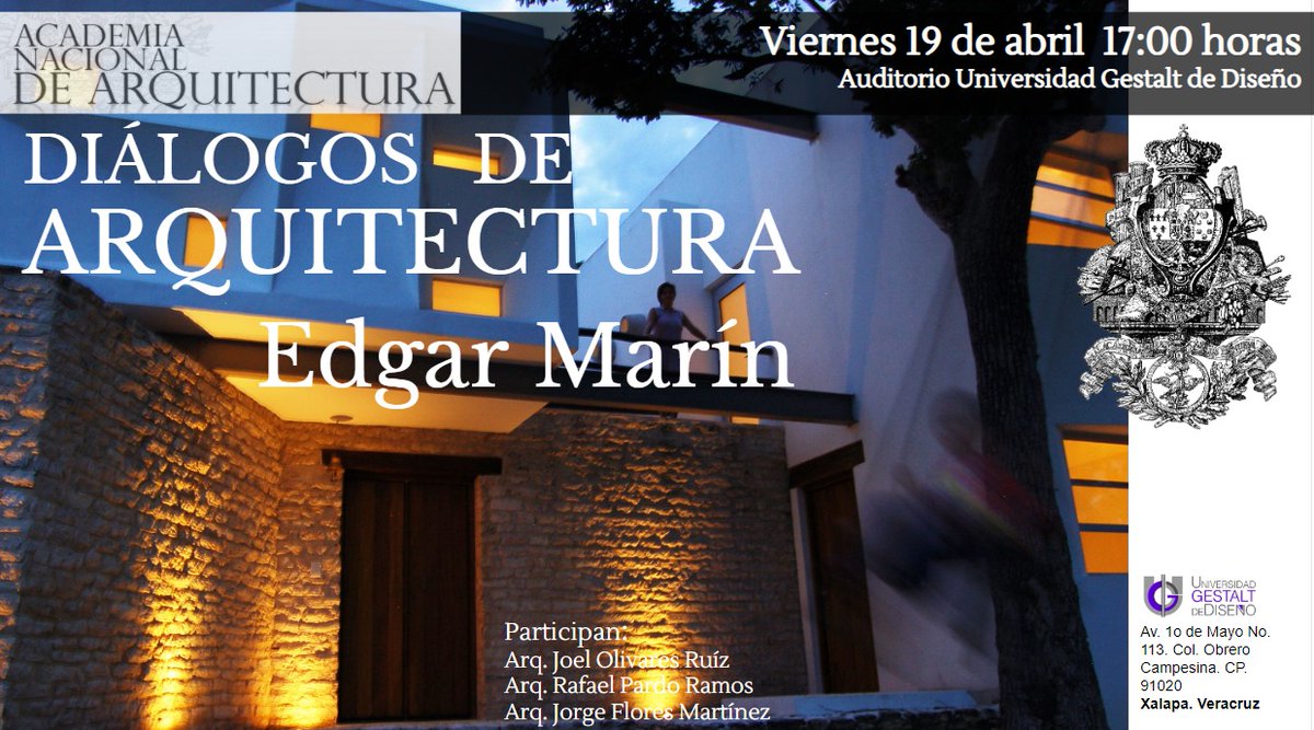 AcademiaVer's tweet photo. Nos vemos el 19 de abril a las 17 horas en Diálogos de Arquitectura con el Arq. Edgar Marin https://t.co/6cYKgzvzmV