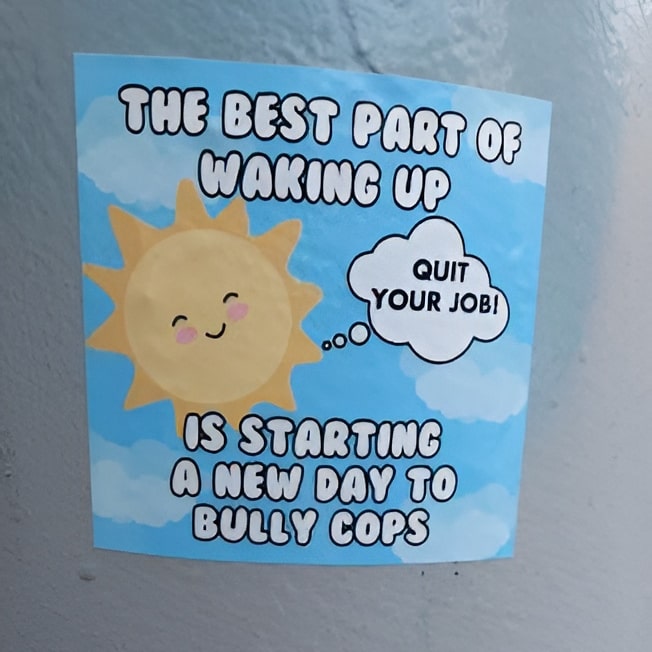 Anti-cop sticker spotted in Olympia, Washington