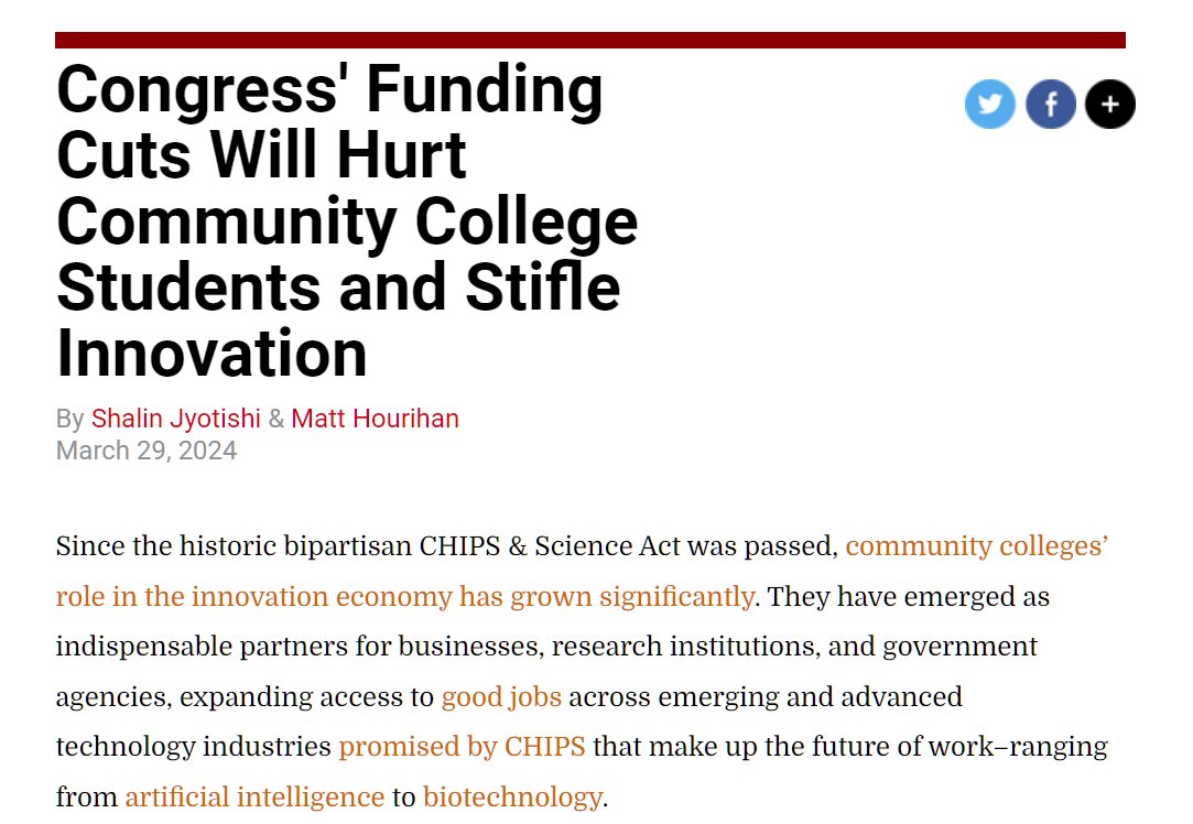 Read our @RealClearEd op-ed for our full case. There are many worthy reasons to fund @NSF and follow through on #CHIPS commitments. Supporting community college students is the latest reason to add to the list. Growing @NSF funding should be a priority! realcleareducation.com/articles/2024/…