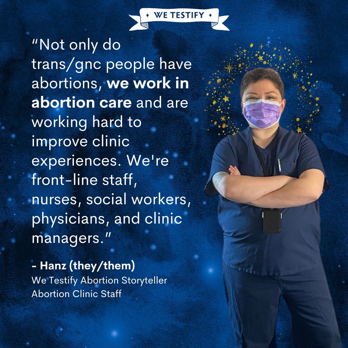 Let's roll out the red carpet for our newest storyteller, Hanz (they/them)! This #transdayofvisibility they have a special message for everyone: “[Trans people] are front-line staff, nurses, social workers, physicians, and abortion clinic managers.'