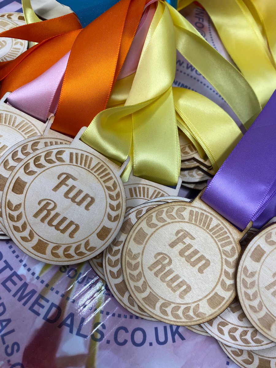 Need a medal in a hurry? We have our own standard range of medals to cover all bases. We cover events from Fun Runs, football, darts, dance, half marathons and more! You can see our full range by clicking the link here: tinyurl.com/yxsk4hds
Don't forget customised ribbons!