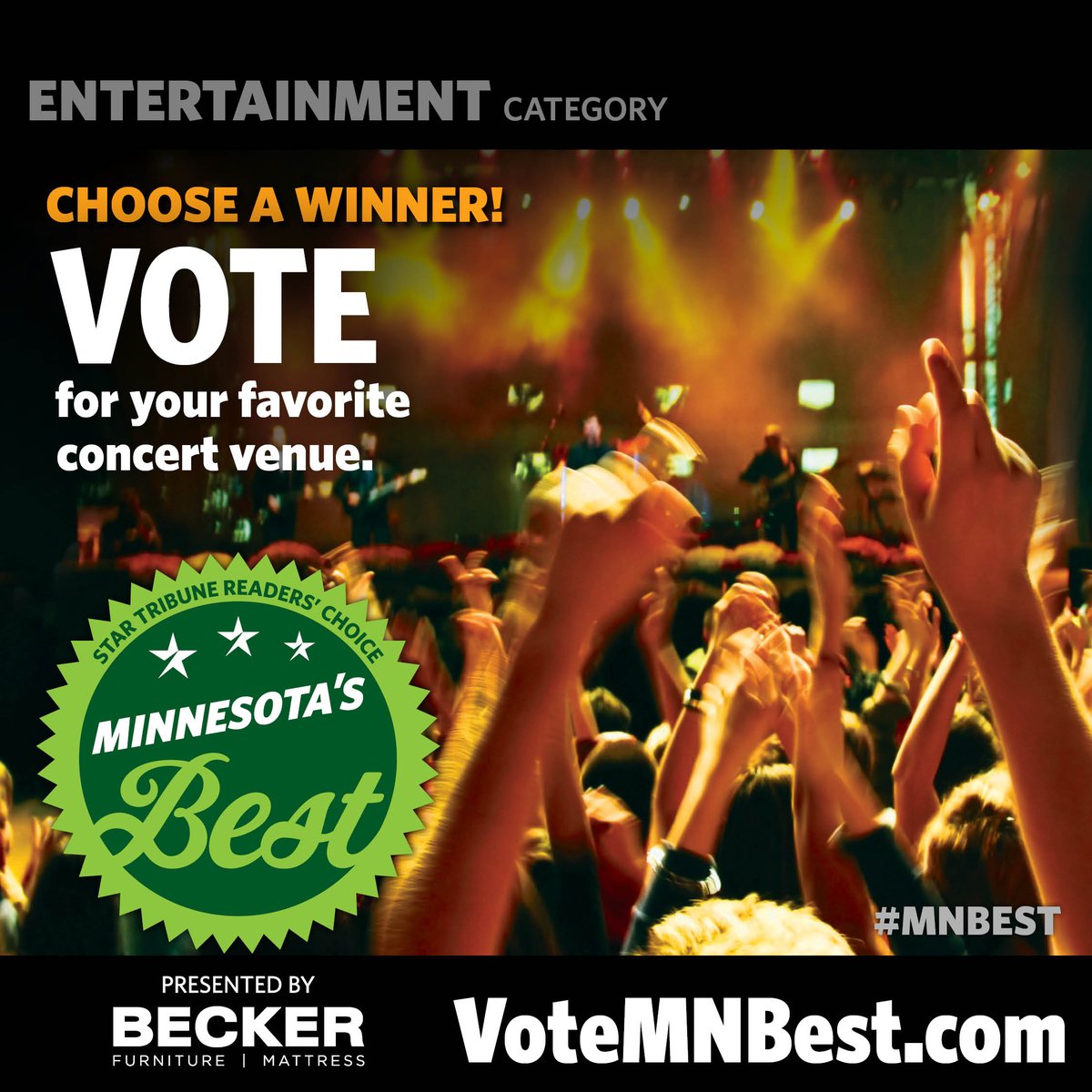 Do you have a favorite spot for unforgettable live performances? 🎵 Vote now for the top concert venue in Minnesota and let the music play on! Vote once a day until April 17: Votemnbest.com #MNbest