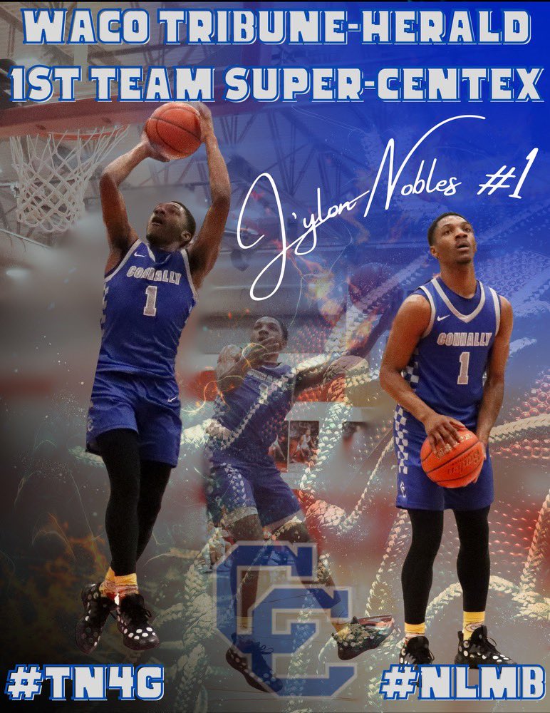 Congratulations to @jylon_nobles2 on his selection to the @WacoTribSports 1st Team Super-Centex. Very deserving honor… #TN4G @CoachSnell @ConnallyISD @hoopinsider @Tabchoops @Centex_Recruits