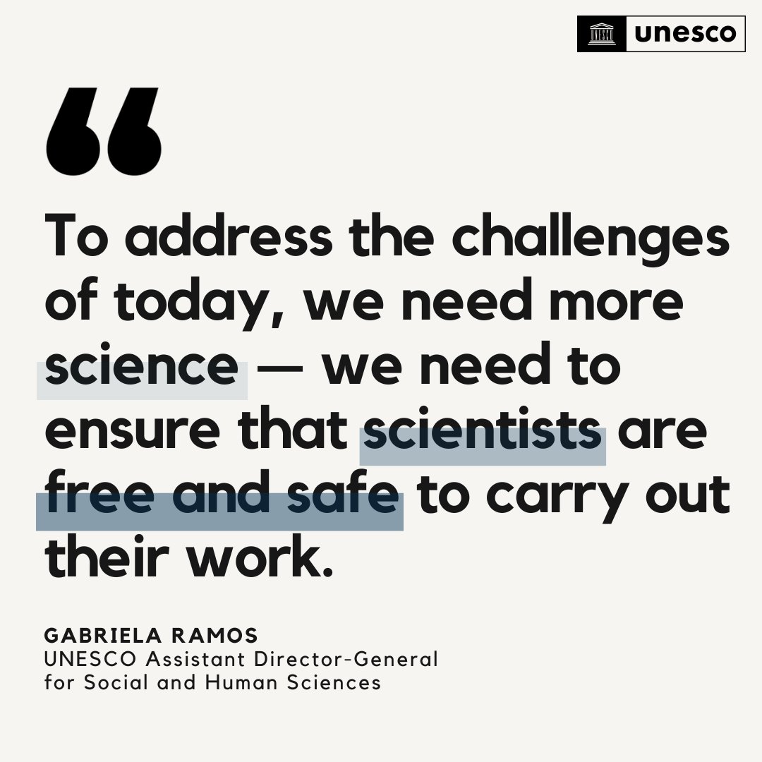 UNESCO's tweet photo. Preserving scientific research today safeguards the resilience and well-being of our societies tomorrow.

Together, let's protect what truly matters.

Join @UNESCO in advocating for the Freedom and Safety of Scientists.

👉 https://t.co/Pp8NQlyVC4 #ShareScience https://t.co/nBsnAPIUNI