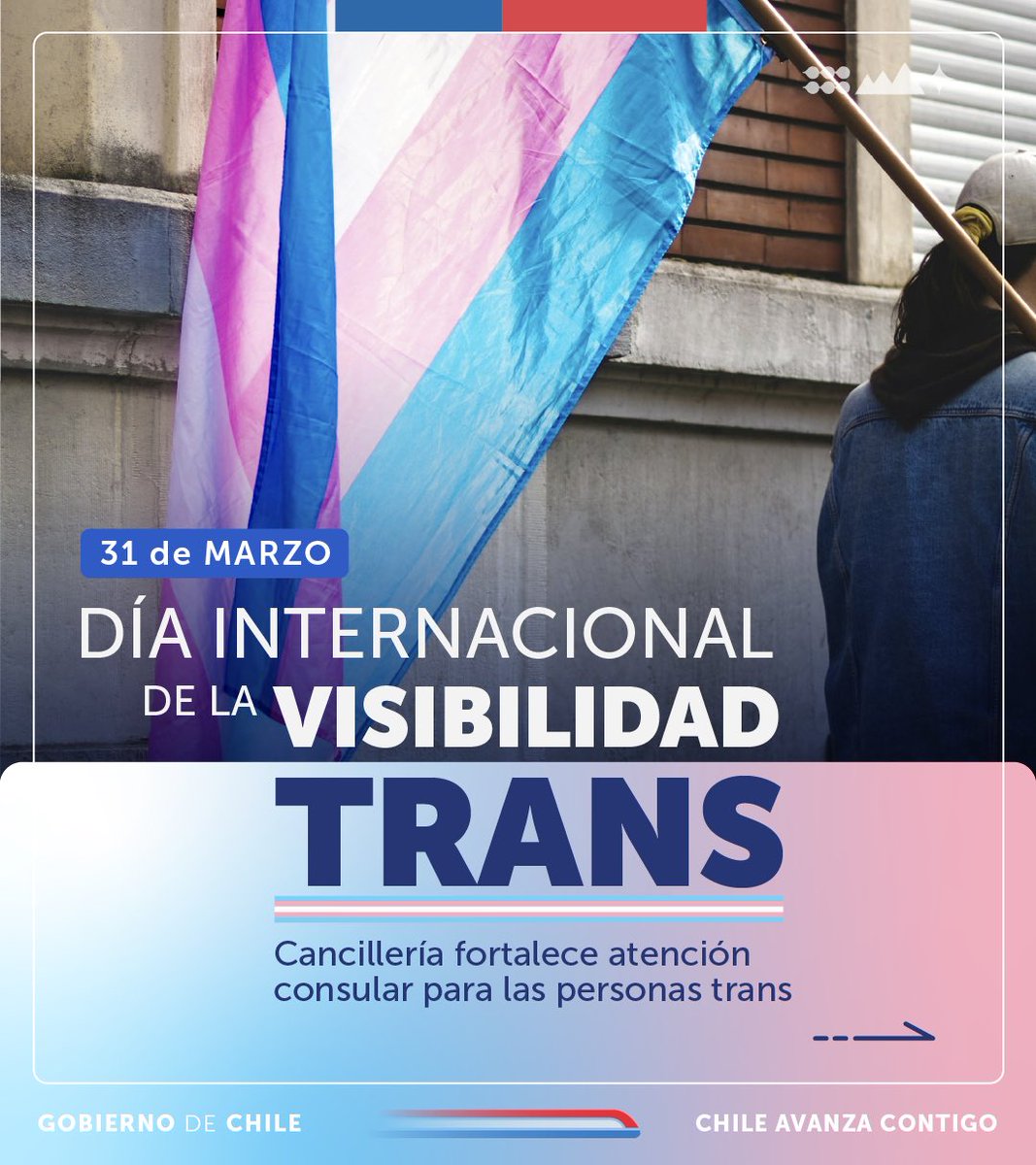 En el #DíaDeLaVisibilidadTrans 🏳️‍⚧️, destacamos el compromiso del @Minrel_Chile y su red consular de entegar una atención correcta e integral a todas y todos por igual, independiente de su identidad o expresión de género #EnLugarDeViolenciaRespeto