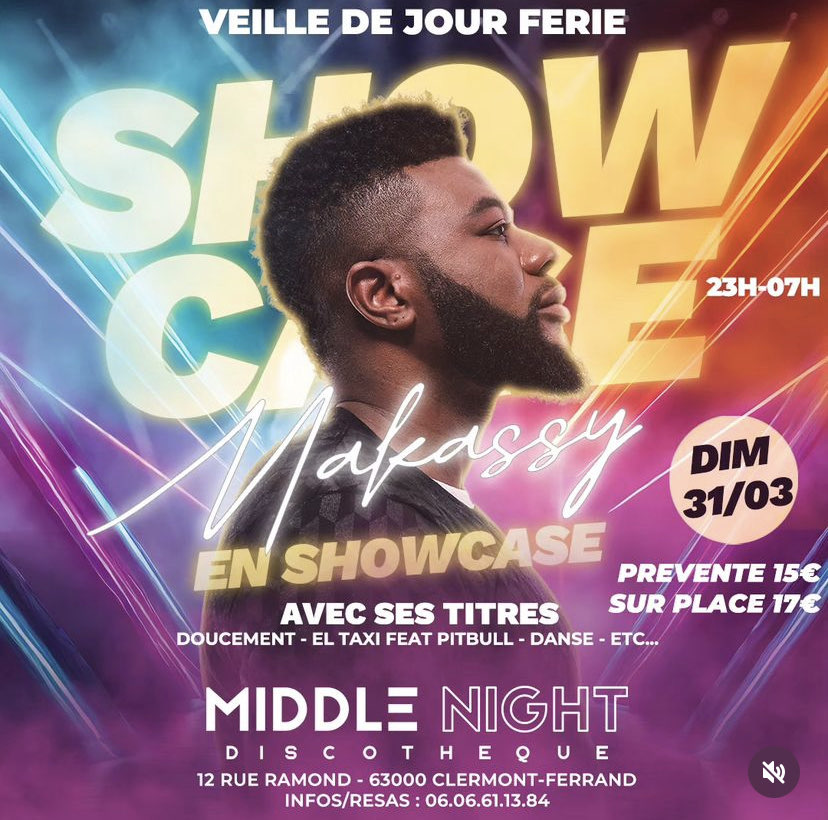 Bonsoir, qui habite CLERMONT FERRAND (63)? Show ce soir au MIDDLE !!! #MAKASSY #clermontferrand #auvergne #artiste #lifestyle