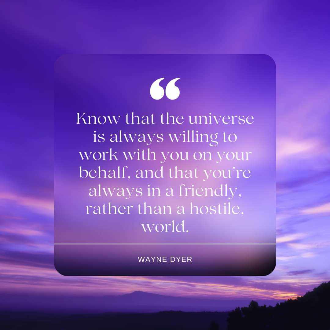 shriyanaren7's tweet photo. Affirm: Know that the universe is always willing to work with you on your behalf, and that you’re always in a friendly, rather than a hostile, world.
#Wayne_Dyer 💜 https://t.co/L5jLaQpSg3