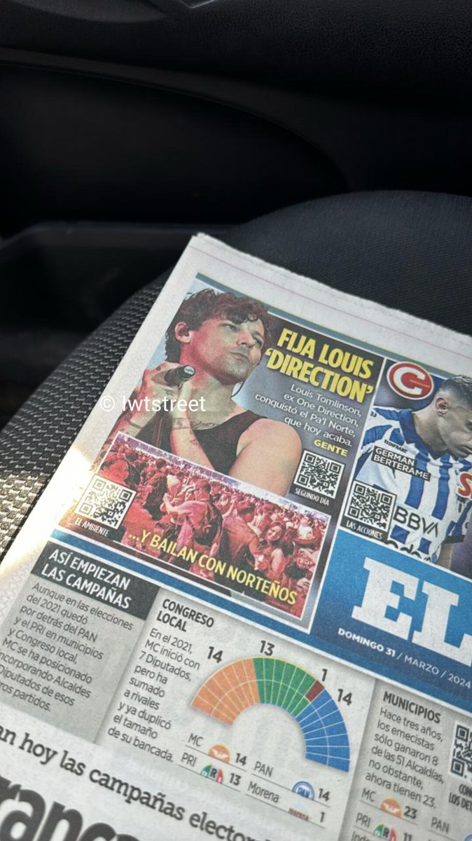 LouisMxOficial's tweet photo. 📰| "Y EL REY ES LOUIS" algunas fotografías y nota que publica el periódico @elnorte sobre Louis y su presentación anoche  en #PalNorte2024 
©️ Iwtstreet https://t.co/i85vKt3uYr