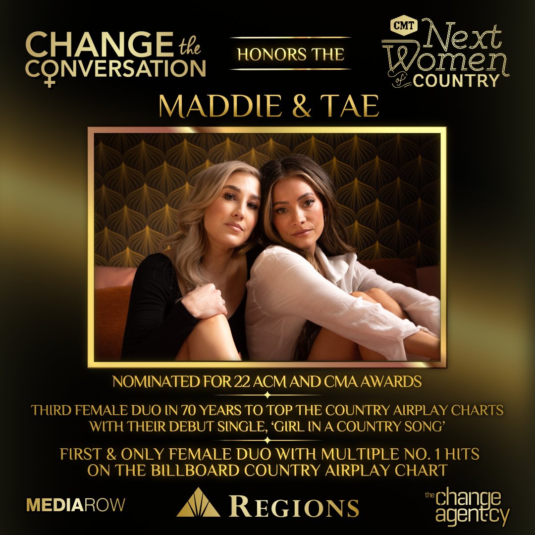 Ending Women's History Month with the spotlight on @MaddieandTae! 🌟 Their bold debut, 'Girl In A Country Song,' challenged norms and topped charts. With 22 CMA & ACM nominations, here's to their continued success! #cmtnextwomen #WomensHistoryMonth #changetheconversation