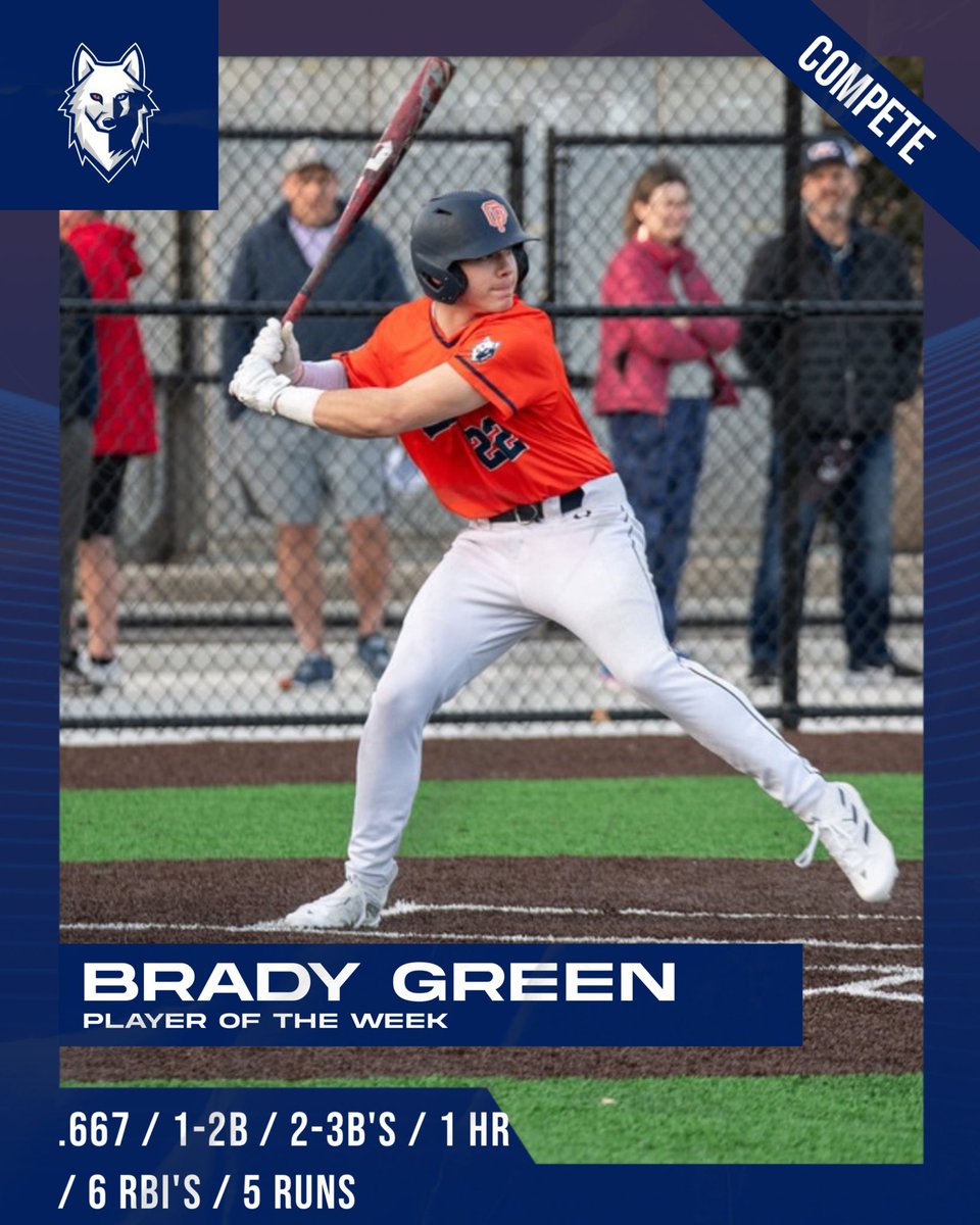 oprfbaseball's tweet photo. Position player of the week goes to Junior Brady Green, over three games Green hit .667 with a double, 2 triples and home run which produced 5 runs and 6 RBI’s! #OPRFbaseball #COMPETE #HUSKIES https://t.co/VGnnmzoOv0