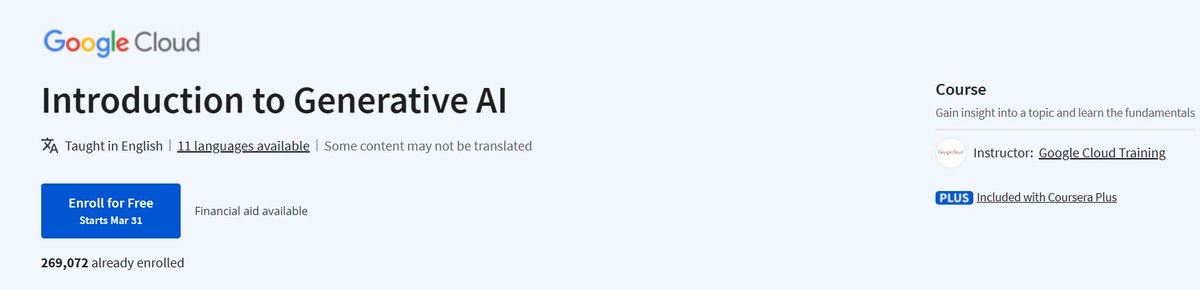 8. Introduction to Generative AI

Introductory level microlearning course aimed at explaining what Generative AI is, how it is used, and how it differs from traditional ML methods. It also covers Google Tools to help you develop your own Gen AI apps

coursera.org/learn/introduc…
