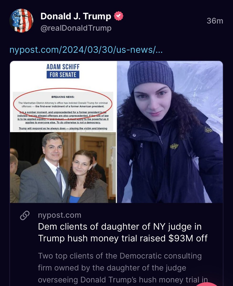 Trump made 71 posts on Easter morning. Not about Easter. Including this one attacking the judge’s daughter again.