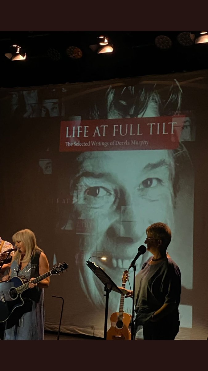 A weekend of celebrating #DervlaMurphy as @ethelcrowley2 read from 'Life at Full Tilt: The Selected Writings of Dervla Murphy' during Fiona Kennedy’s sell out celebration of exceptional women ‘Natural Woman’ @Corkartstheatre @PGUK_Books