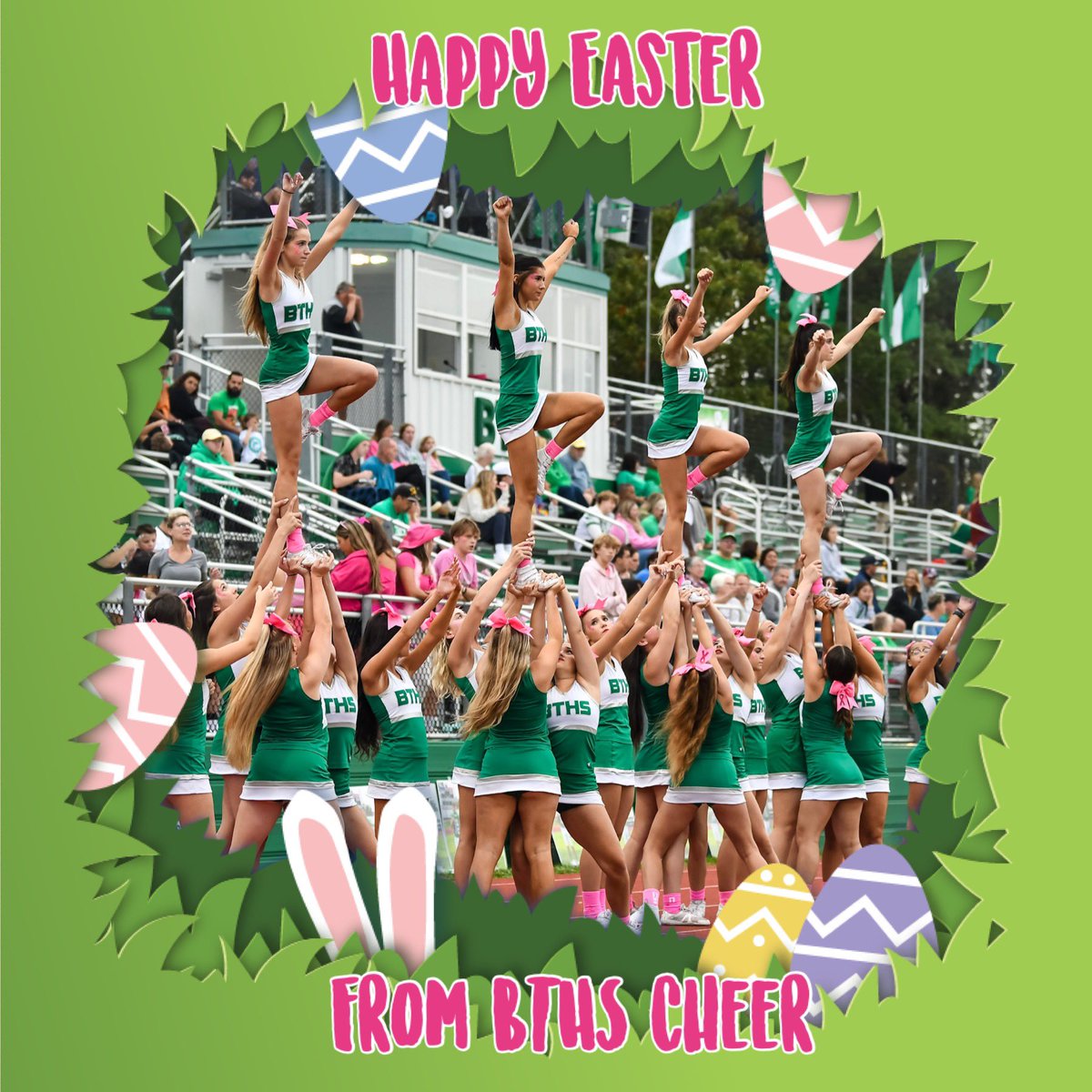 CheerBths's tweet photo. Happy Easter from our Cheer family to yours! 🐰🐣 @BTHS_SPORTS @CoachBuell @BTHSDePoto https://t.co/4vAMterUhZ