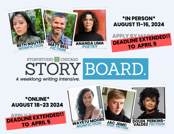 Hey, procrastinators! And the two writers out there who are not procrastinators! We've extended the deadline for @StoryStudio's StoryBoard (our August in-person or online intensive) until 4/5. I cannot recommend these six instructors highly enough... 🧵