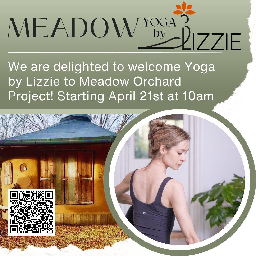 We are excited to be welcoming Yoga by Lizzie to Meadow Orchard Project! Lizzie will be teaching a series of four somatic yoga practice classes here at MOP! Classes on Sunday mornings at 10-11am, starting on the 21st April. Places are limited. Scan the QR code for more info!
