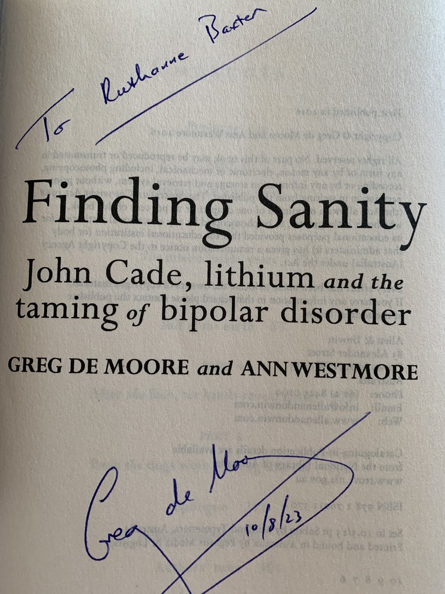 ruthannebaxter's tweet photo. On #WorldBipolarDay I have revisited the #heritage of treatments. A key character in that story is #JohnCade, an Australian doctor ‘a blend of the #military & the #medical’ who tested #Lithium in himself before any patient. This #book is the work of #GregDeMoore & #AnnWestmore. https://t.co/po1MYJx1AF
