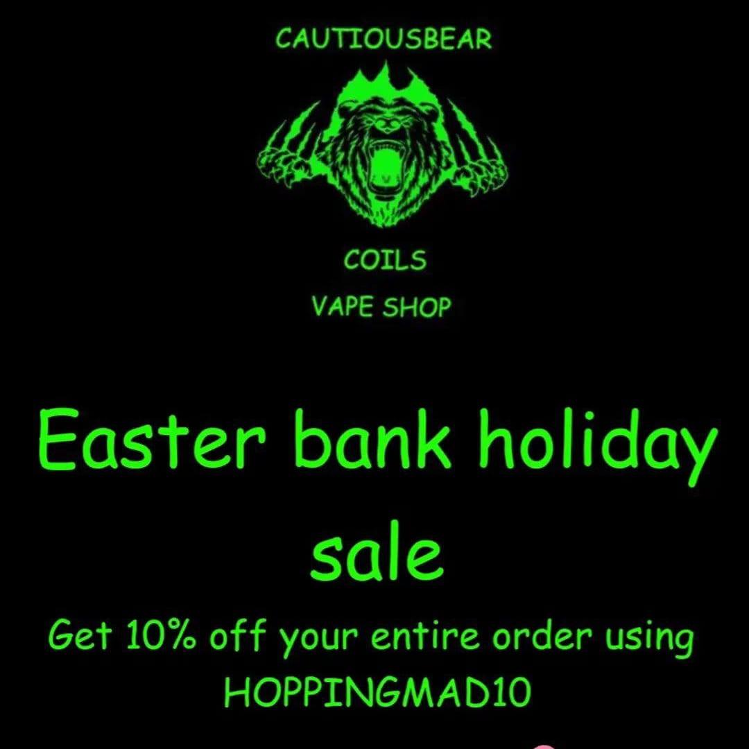 Happy Easter Everyone 10% off on our website this bank holiday.
cautiousbearcoils.com
Also Sign up to our newsletter to get updates about deals &amp; get 10% e-liquids when you sign up.
mailchi.mp/a8ddf9f3f8c8/c…