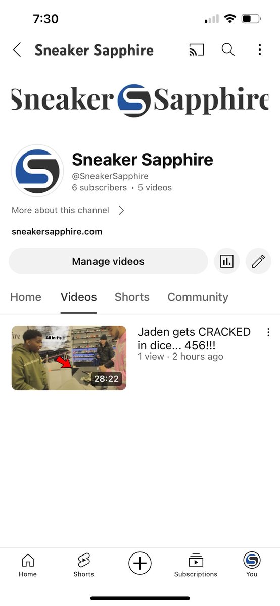 Go watch our first YouTube video “Jaden gets cracked in dice…456” live now!

<a href="/sneakersapphire/">Sneaker Sapphire</a> on YouTube 

Like and subscribe for upcoming videos!