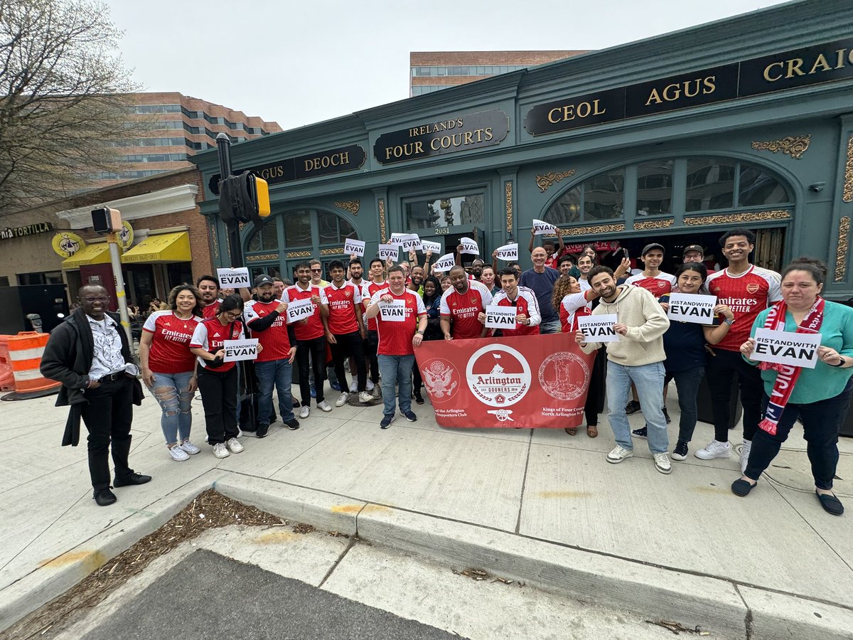 The Arlington Gooners stand with fellow Arsenal supporter Evan Gershkovich and call for his safe return home. #IStandWithEvan #JournalismIsNotACrime @Arsenal #COYG