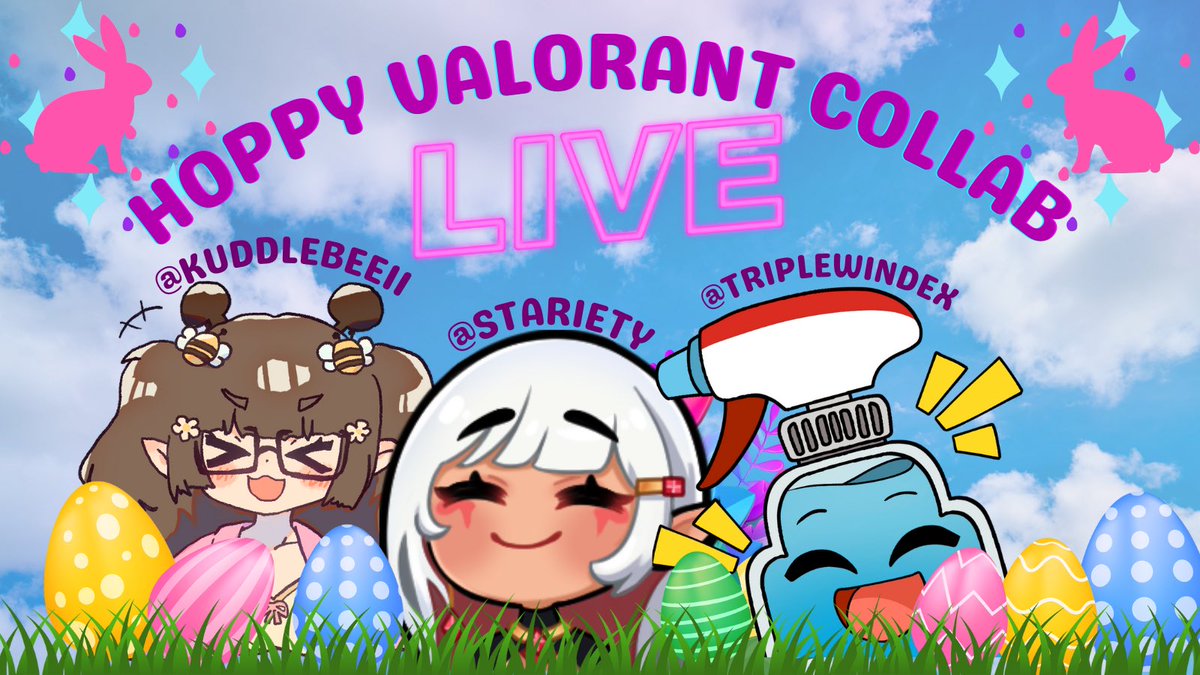 kuddlebee's tweet photo. AT 7PM EST TONIGHT JOIN US FOR SOME HAPPY VALO EASTER SHENANIGANS 🐇💗

• @stariety &amp; @TripleWindex •

LIVE AT https://t.co/LXkKwNdGCl ✨ https://t.co/GnpcvAbzcs