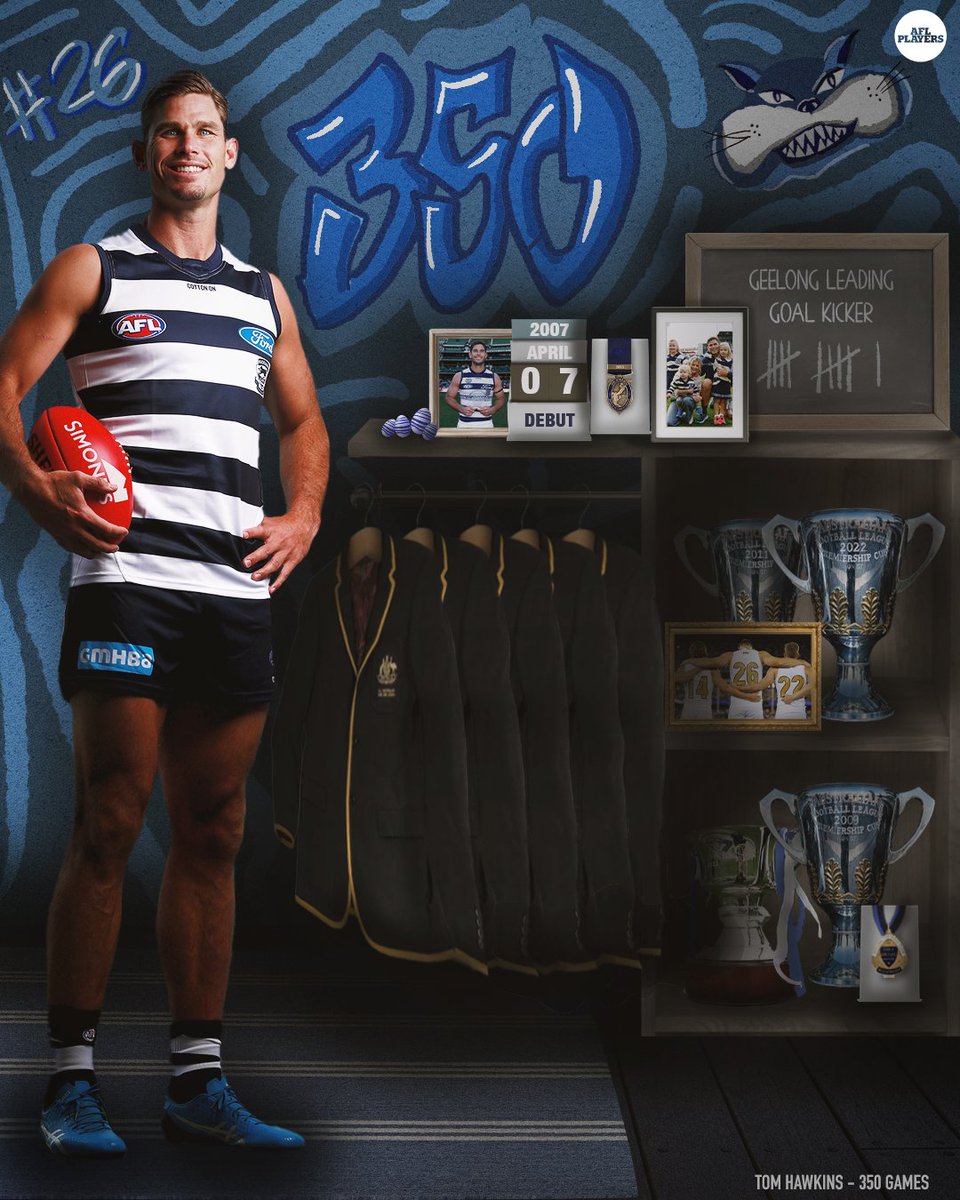 One of Geelong's finest reaches game 350 today! Congratulations on a remarkable milestone, Tom 👏