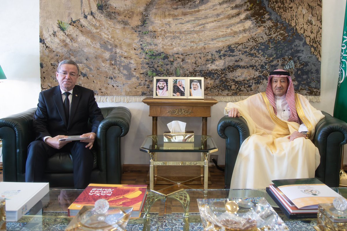 KSAmofaEN's tweet photo. #Riyadh | Vice Minister of Foreign Affairs, H.E. @W_Elkhereiji received the Ambassador of Turkmenistan to Saudi Arabia, Mr. Orazmuhamed Chariyev, during which they discussed bilateral relations between the two countries and explored ways to enhance them to serve common interests. https://t.co/sk9rkqtInO