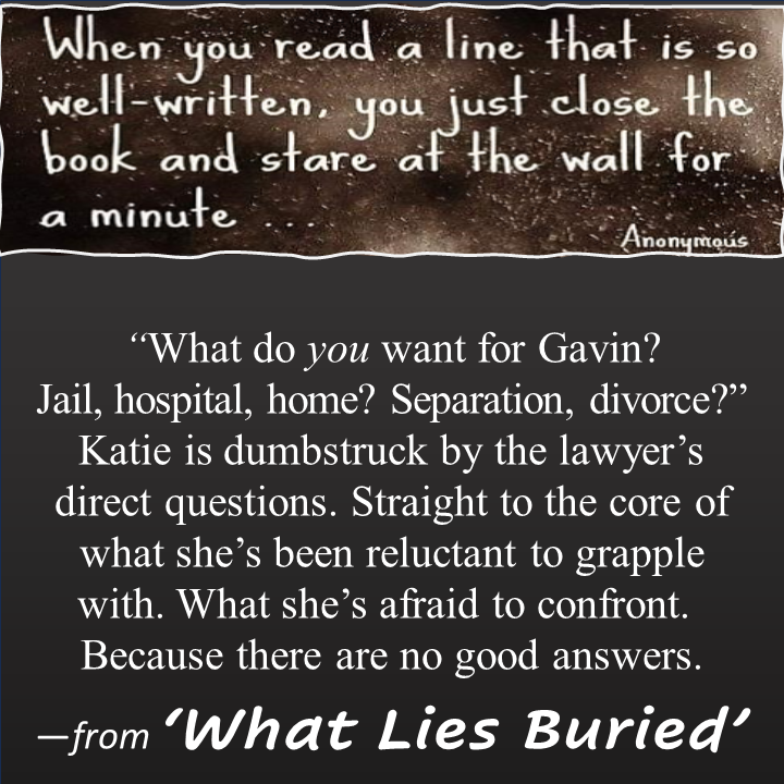 In 'What Lies Buried', a dual POV sequel to the male-focused first book 'Secrets In The Mirror', Gavin's wife Katie discovers her Self as she tries to save the man she loves (who struggles with #cptsd), their marriage, their toddler, and the Self she buried long ago #thriller
