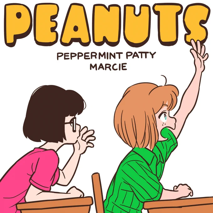 おはようございます!今日の絵は前に描いたペパーミント・パティとマーシーです。#PEANUTS 