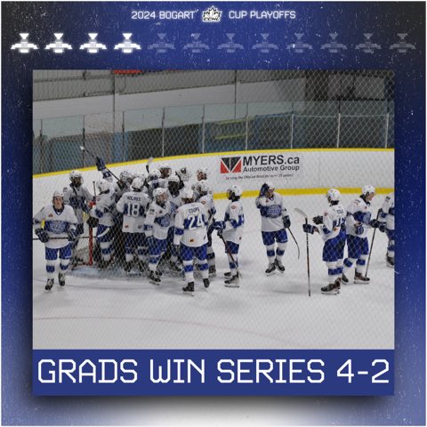 🚨FINAL SCORE🚨 The Navan Grads win 4-3 over the @PLKingsCCHL in Game #6 and win the best of 7 series 4-2 #TeamWin Nico Paone 2G, Matthew Roy & Colin MacDougall 1G each. Nelson makes 35 saves for the win #Grads Shout out to Pembroke on a hard fought series #Respect @TheCCHL