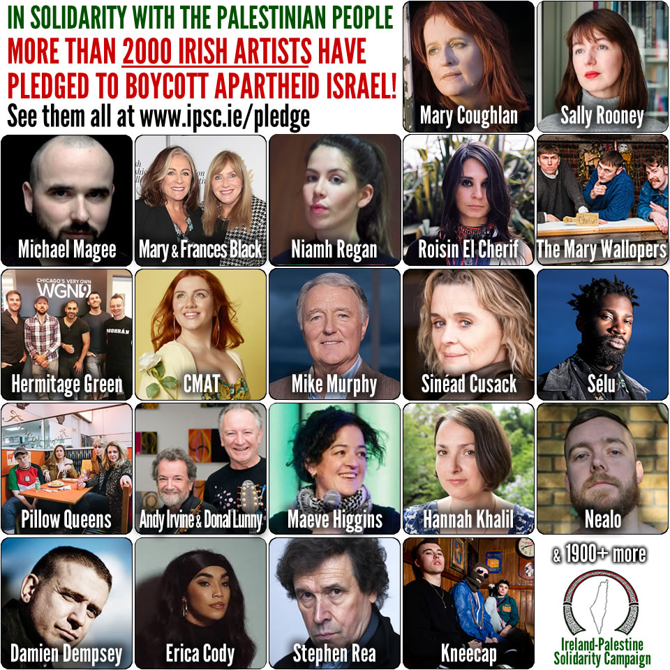 🇵🇸 We are very proud that more than 2,070 artists have signed our Pledge to Boycott Apartheid Israel! If you are an Irish or Ireland based artist, you can show your solidarity with the Palestinian people and sign here ➡️ ipsc.ie/cultural-boyco… #FreePalestine #BDS