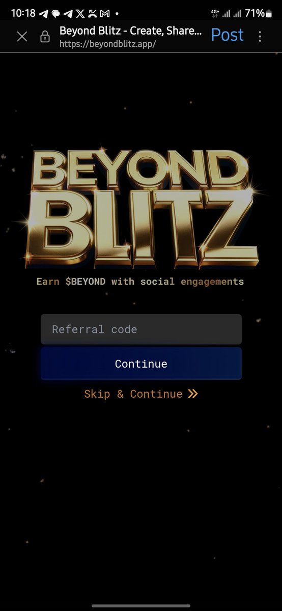 HUGE UPDATE 🔥🔥🔥🔥🔥 Another AIRDROP that will print us MILLIONS just landed 🕺🕺🕺🕺🕺 @PlayGroundCorp $BEYOND is the project How to sign up👇👇 1. Visit beyondblitz.app 2. Link your Twitter account 3. Referral code: Jaredad Do not forget to use JAREDAD for