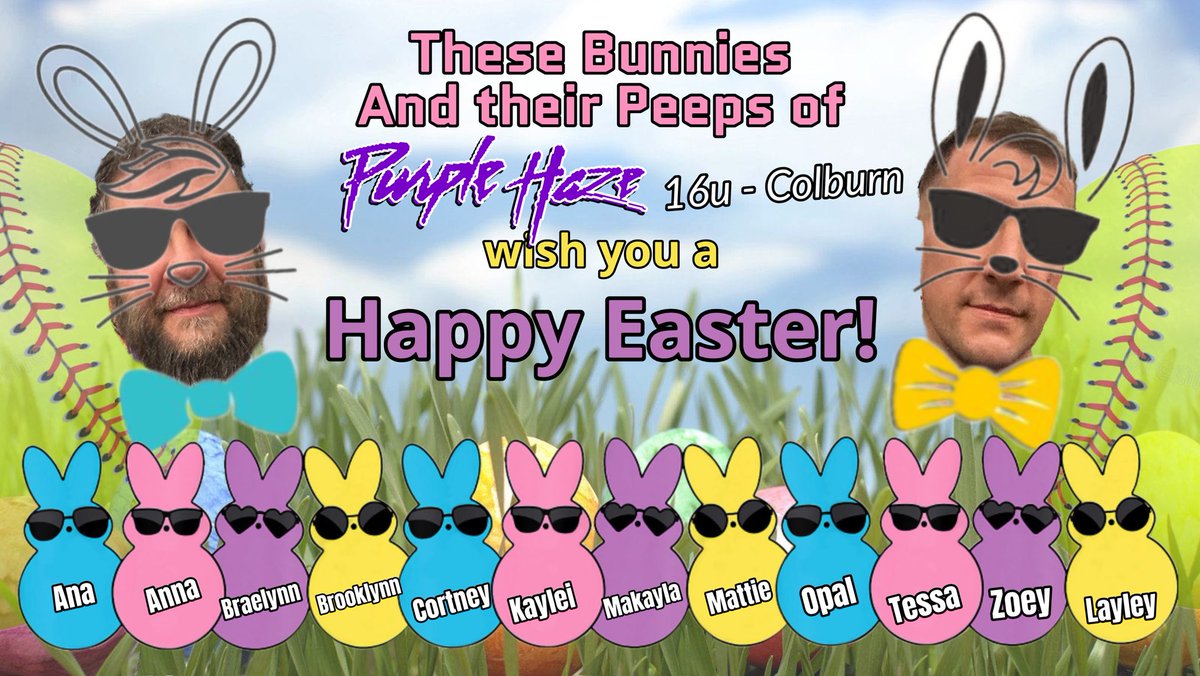 PH16UColburn's tweet photo. Happy Easter from our family of peeps to yours! 🐣✝️ #HappyEaster #purplehazehustler https://t.co/jVgDtLrm7Y