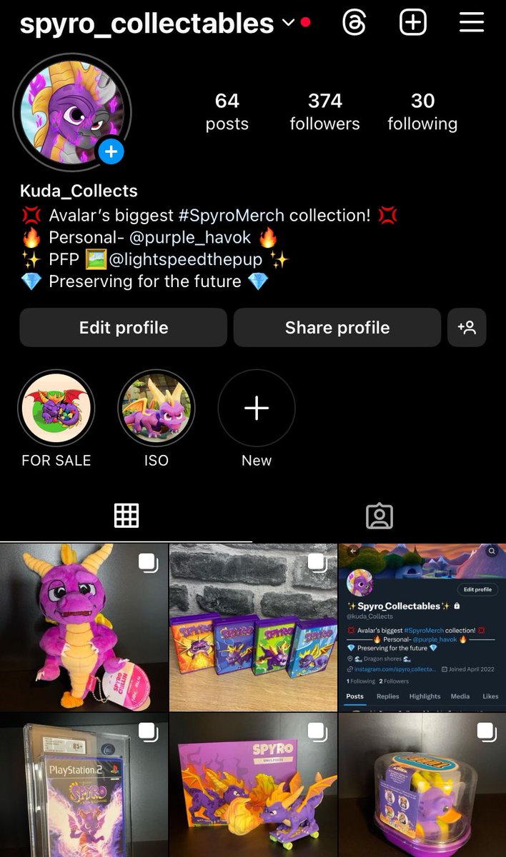 kuda_Collects's tweet photo. HEY! I’m Kuda!… Or Kamu ~ 🐶 
-
I’m a furry and video game collector heavily into spyro merchandise! 🐉
-
If you’re interested to see some rare &amp; unusual merch then stick around! ✨ 

Follow my insta to see posts first &amp; check out my alt page @purple_havok https://t.co/iKuGON6SkX
