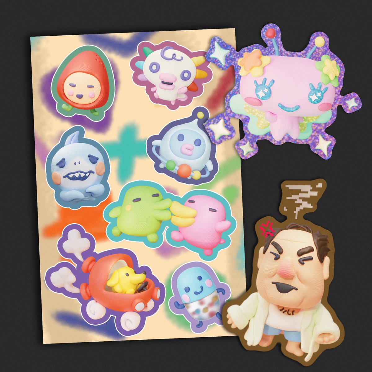 Vxcl's tweet photo. the tamagotchi stickers i made for this month, if you want these there's only a couple more hours or so to sign up for them on patreon :) https://t.co/2TMplEKgXe