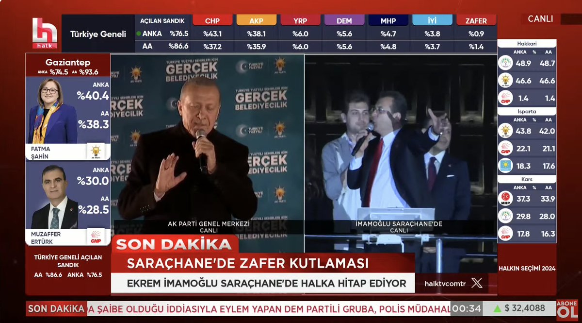 Hearing İmamoğlu's voice drown out Erdoğan's as the broadcast cut to him was a moment.