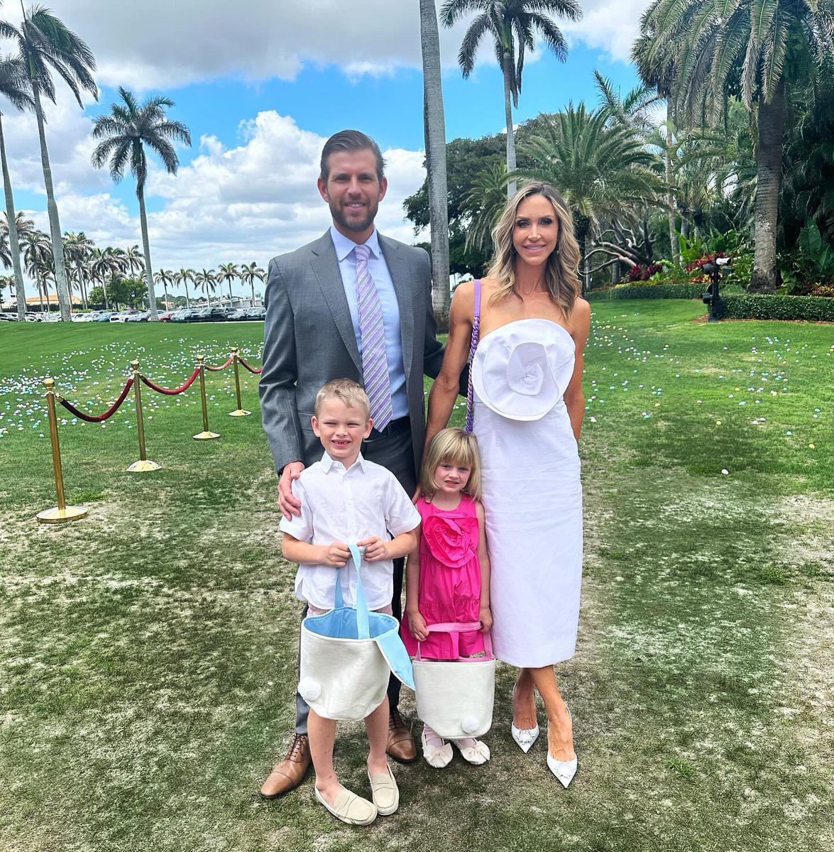 The egg hunters let mom and dad pose with them for one picture. 💜🥚🐣 Update: no golden egg but way too much candy. 🍭