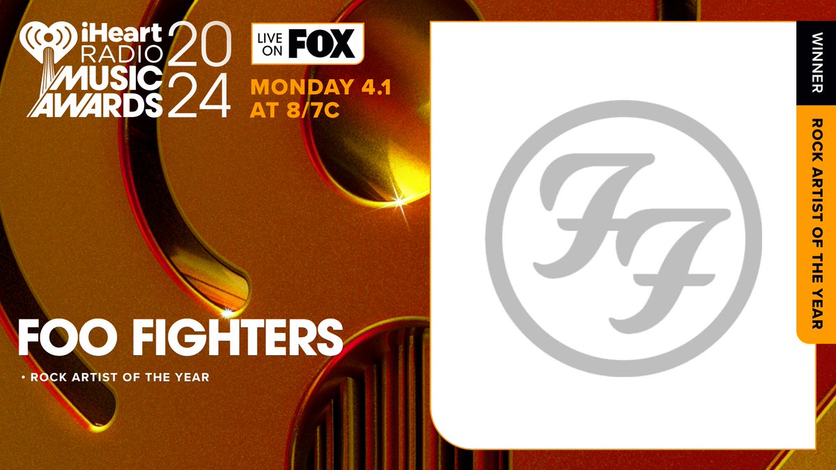 Rock Artist of the Year.... @foofighters! 🤘 Watch our #iHeartAwards2024 LIVE on @FOXTV tonight at 8/7c!