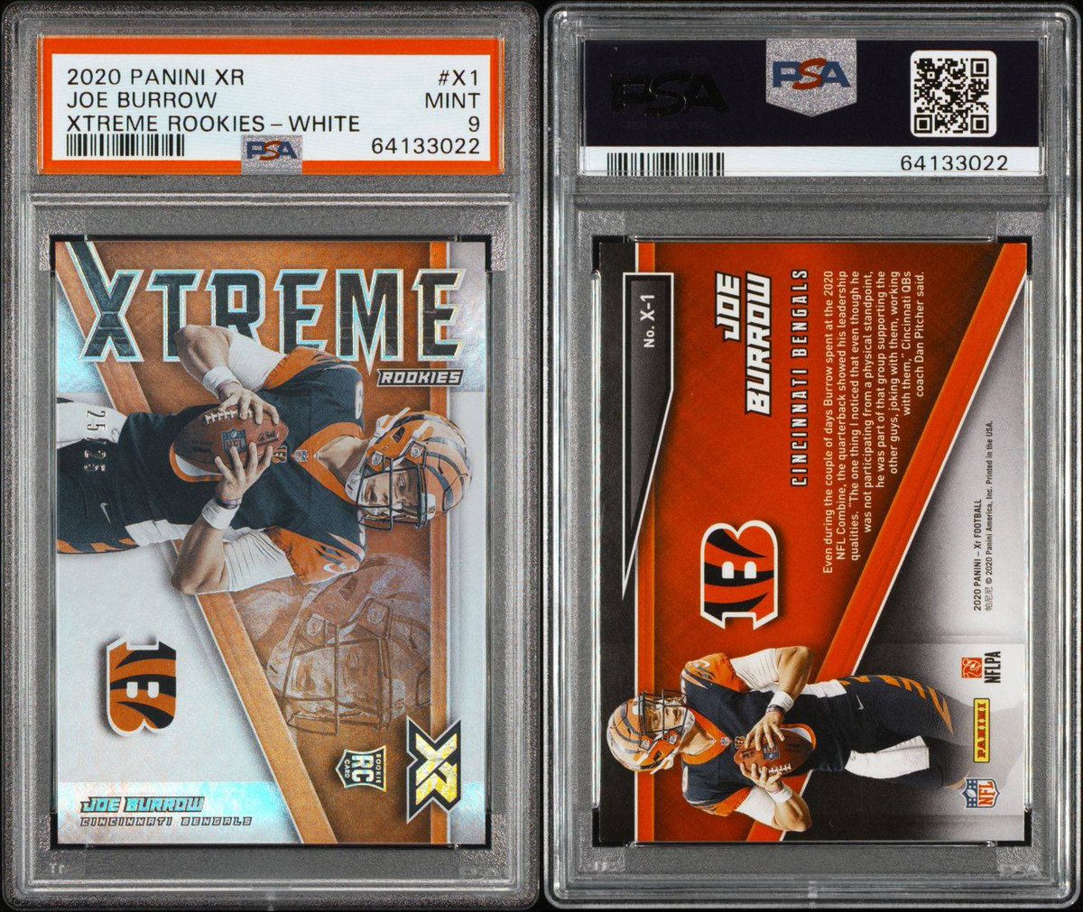QuantumRipz's tweet photo. @LAcarddude Joe Burrow 25/25 $125 
Evan Mobley $80 https://t.co/cnxuE2CUQn