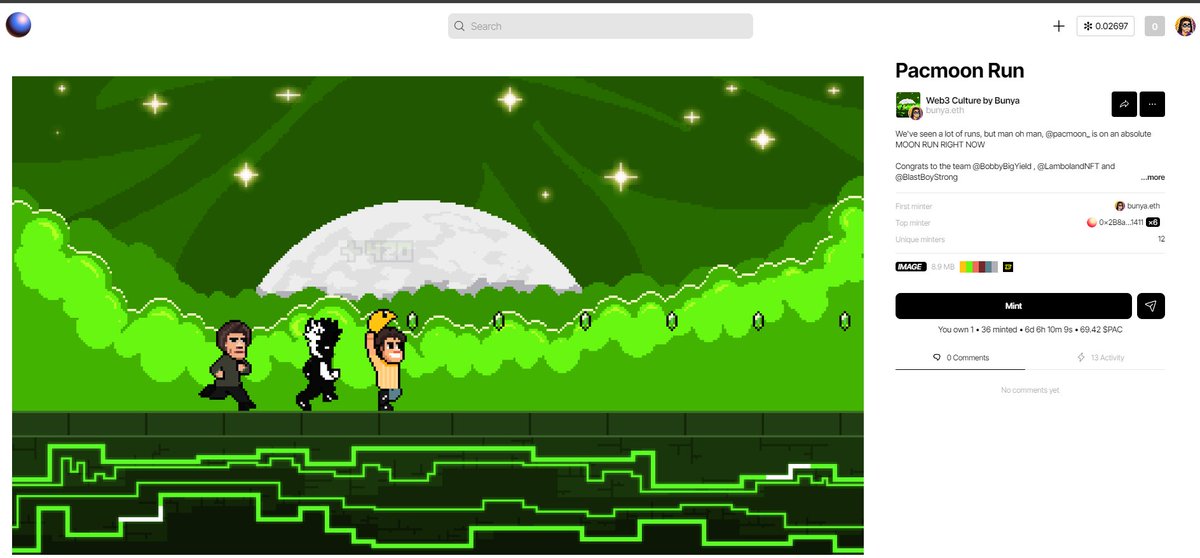 .<a href="/pacmoon_/">Pacmoon</a> founders are BASED

Mint " Pacmoon Run " with 69.420 $PAC ( ~2.69$ )

zora.co/collect/blast:…