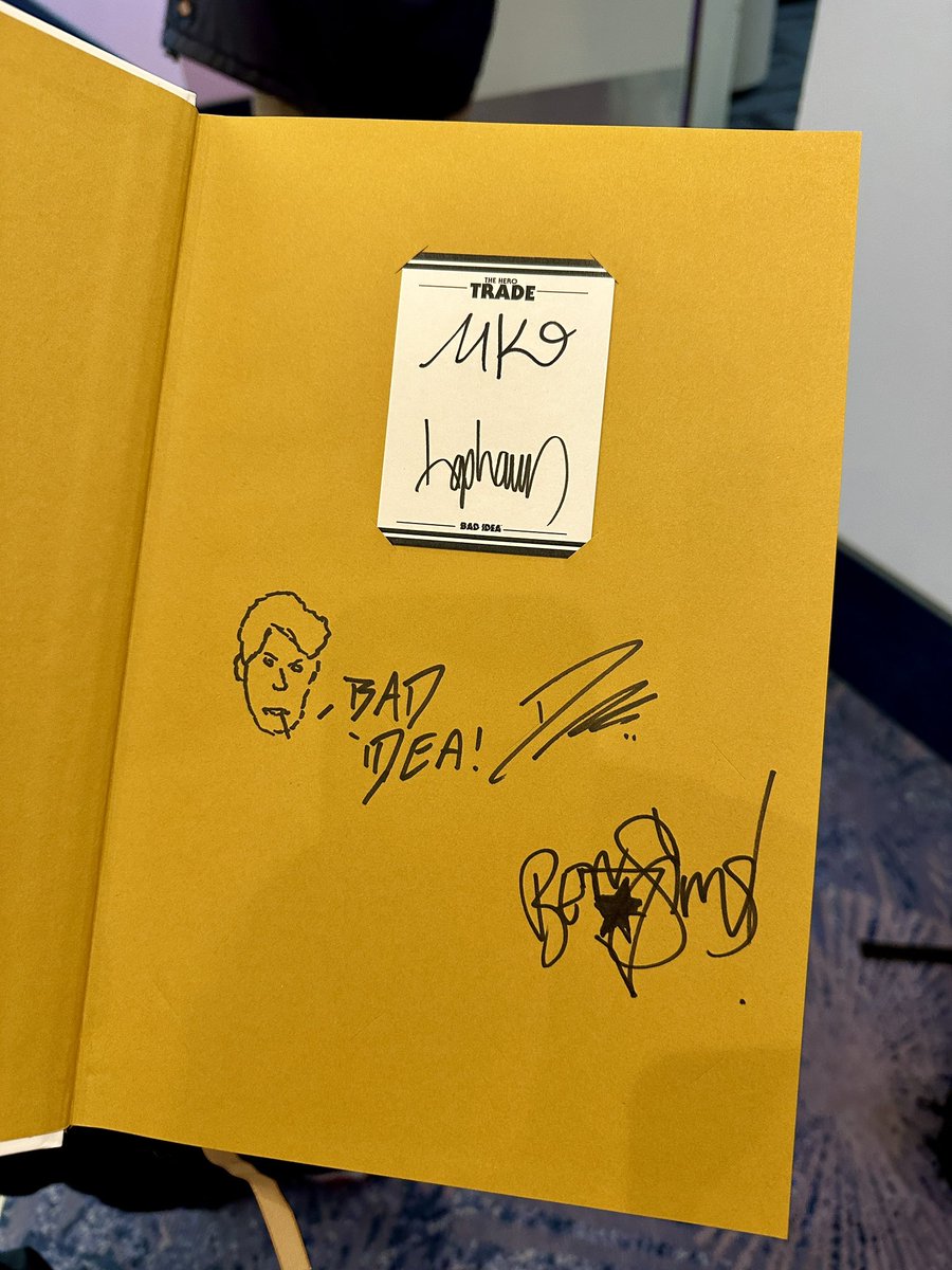 THE HERO TRADE Hardcover signed by @mattkindt, @DavidALapham and silly old me and @simps #wondercon2024