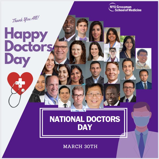 Happy #DoctorsDay to all our 🆔 spectacular faculty and trainees!!! Your dedication, compassion, and expertise make a world of difference every day. Thank you for all that you do to keep us healthy and safe! 🏨🩺💜 Find us here 🫴 med.nyu.edu/departments-in…