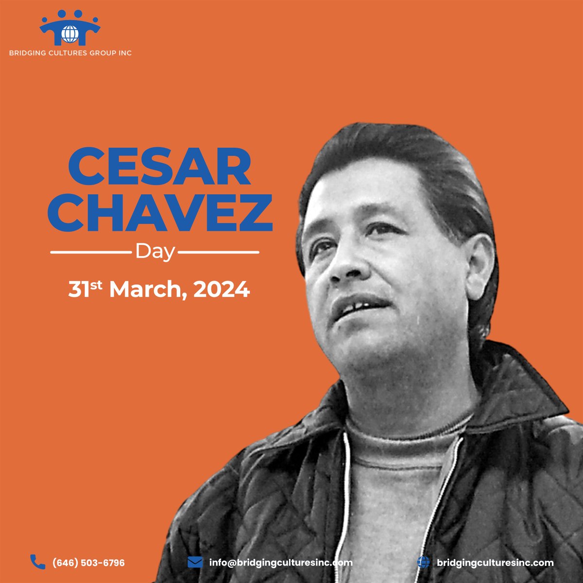Today, we honor #CesarChavezDay, celebrating the enduring spirit and impactful legacy of a man who fought tirelessly for workers' rights and equality. Let's be inspired by his commitment to change and continue to work towards a fair and just society.

#BCG #DEI #JusticeForWorkers