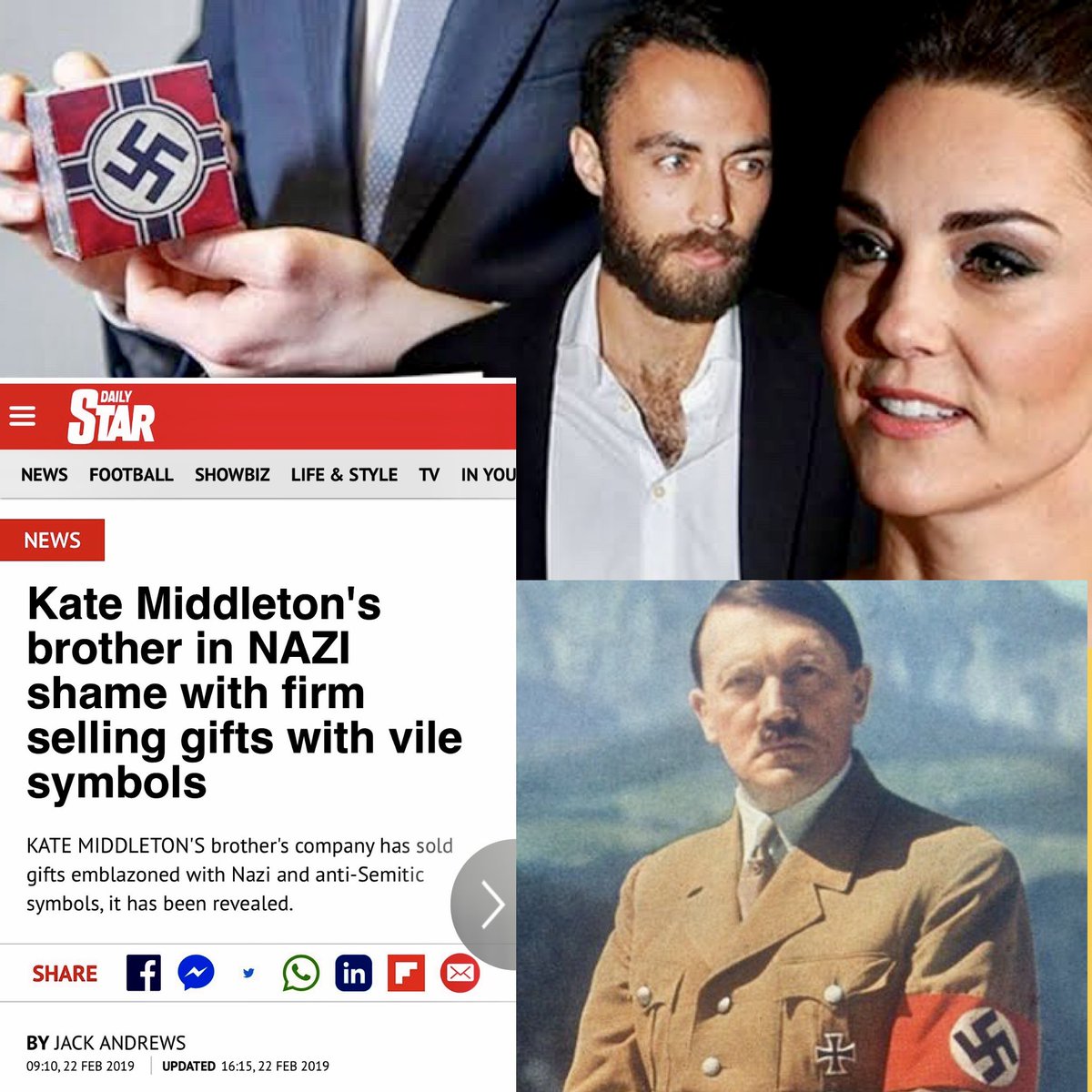 LLewin007's tweet photo. @richardaeden I wonder who did the Middleton’s Nazi propaganda in exchange for dog food? #KateMiddleton #KateGate #BritishMedia #RacistBritishMedia https://t.co/nkYJ25onUs