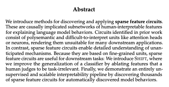 topofmlsafety's tweet photo. "We introduce methods for discovering and applying sparse feature circuits. These are causally implicated subnetworks of human-interpretable features for explaining language model behaviors."
https://t.co/bwc8YMrC2g https://t.co/bdXieXI7CL
