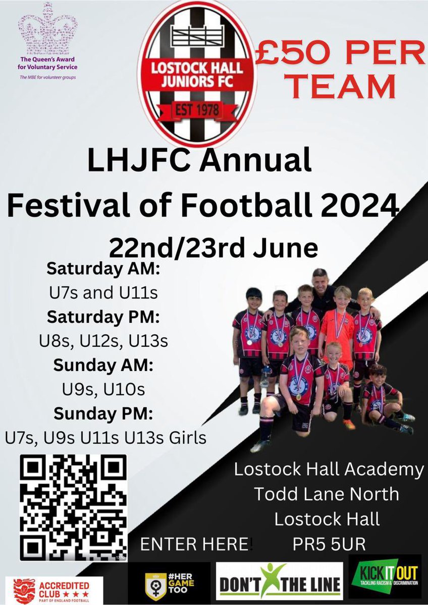 We are pleased to announce that applications for the multi award winning #LHJFCFootballFestival24 are now open! ⚽️🏆🏅🙌🙌 All info in the image…