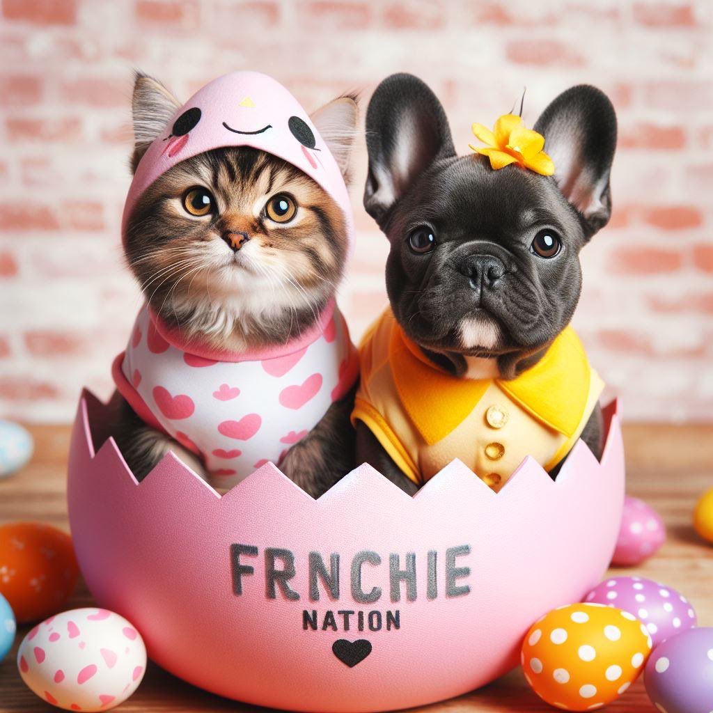 frenchieNati0n's tweet photo. Happy Easter! We welcome you to visit https://t.co/0ye5vJ1pUI to spoil your #furbabies and fill your home with #joy. #frenchielover #catlovers #dogs #cats #AIArtwork https://t.co/wG8QdSMMhA