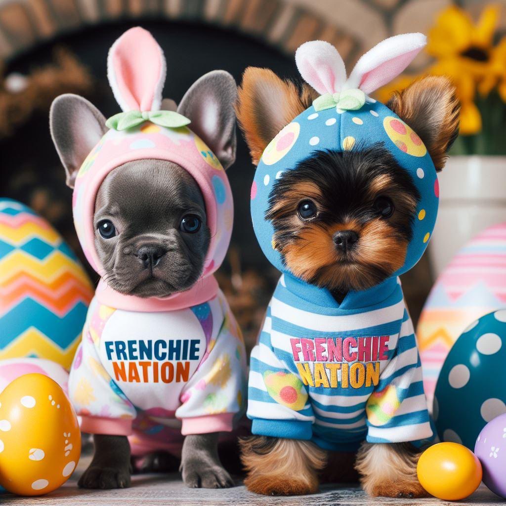 frenchieNati0n's tweet photo. Happy Easter! We welcome you to visit https://t.co/0ye5vJ1pUI to spoil your #furbabies and fill your home with #joy. #frenchielover #catlovers #dogs #cats #AIArtwork https://t.co/wG8QdSMMhA