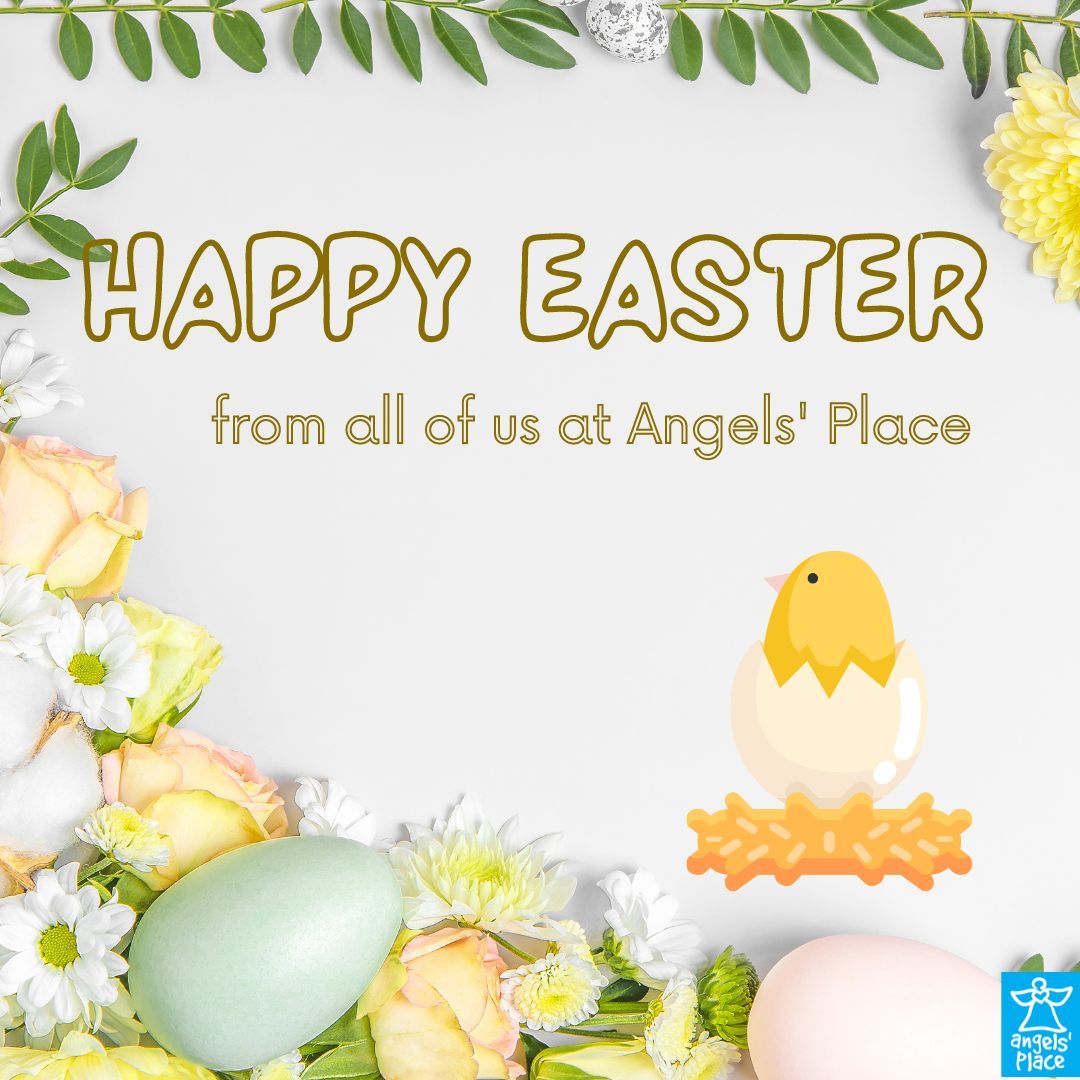 Happy Easter from all of us at Angels' Place! 😇💙🐇🐣💐⁣⁣⁣

#AngelsPlace #helpingfamilies #helpingkids #HappyEaster #RespiteCare #SupportServices #EggstraSpecial #HuntingEasterEggs #FamilyTime #Easter2024 #BeautifulDay #EasterCandy #EasterBunny #EasterEggs #EasterSunday