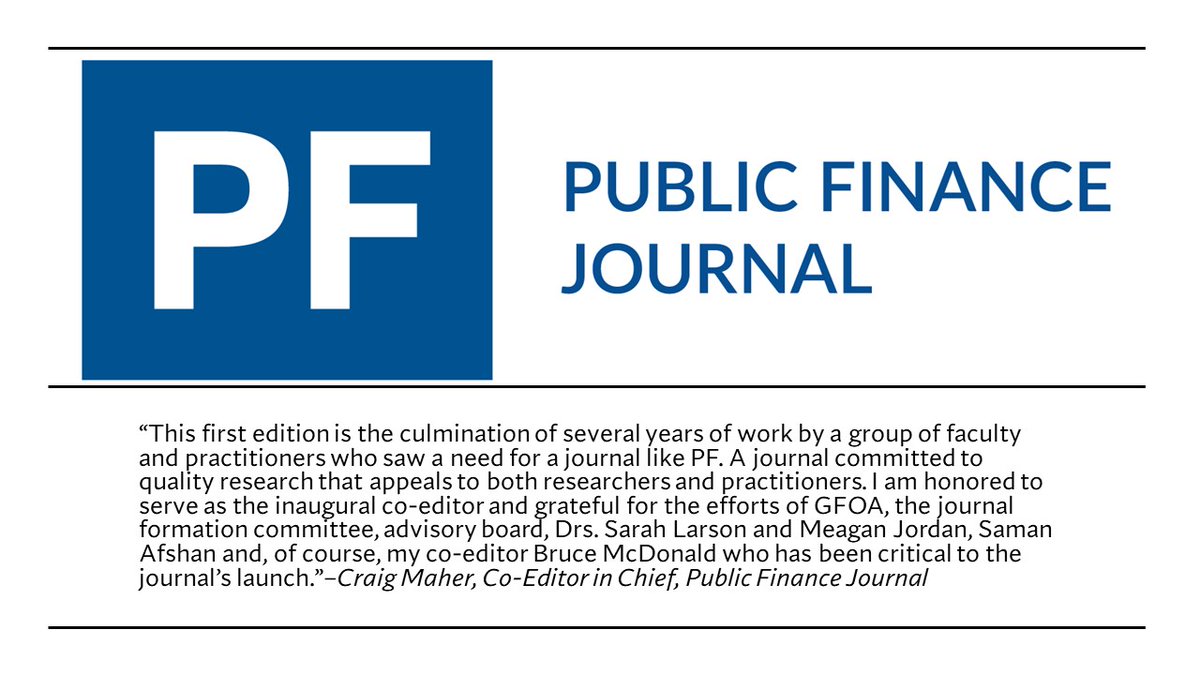 Less than 12 hours to the release of Public Finance Journal. Co-editor-in-chief @profcsmaher is thankful that years of work are coming to fruition with the publication of the journal. <a href="/GFOA/">GFOA</a> publicfinance.org/index.php/pfj/…